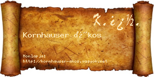 Kornhauser Ákos névjegykártya